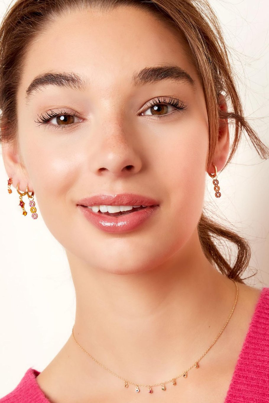 Earrings three circles - Sparkle collection Gold Color Copper Picture2